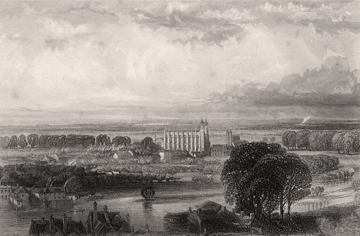 Eton vista dalla terrazza del Castello di Windsor, illustrazione da 