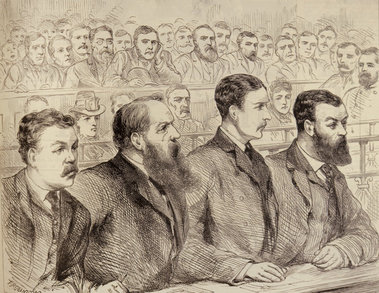 Esame dei leader della Federazione Socialdemocratica alla Bow Street Police Court, da The Illustrated London News, 27 febbraio 1886 da English School