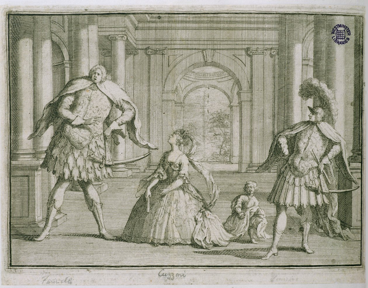 Farinelli, Cuzzoni e Senesino in Flavio di Handel, c.1728 da English School
