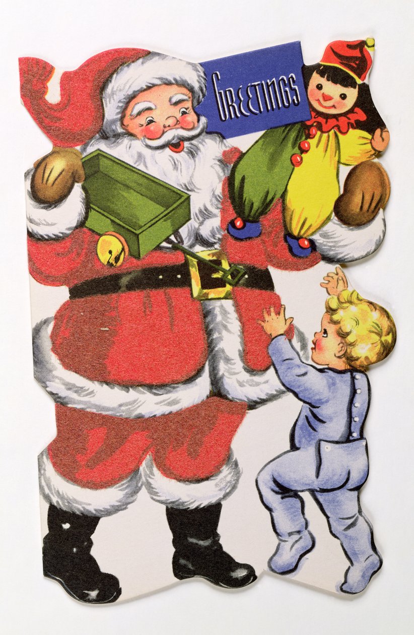Babbo Natale, cartolina natalizia vittoriana da English School