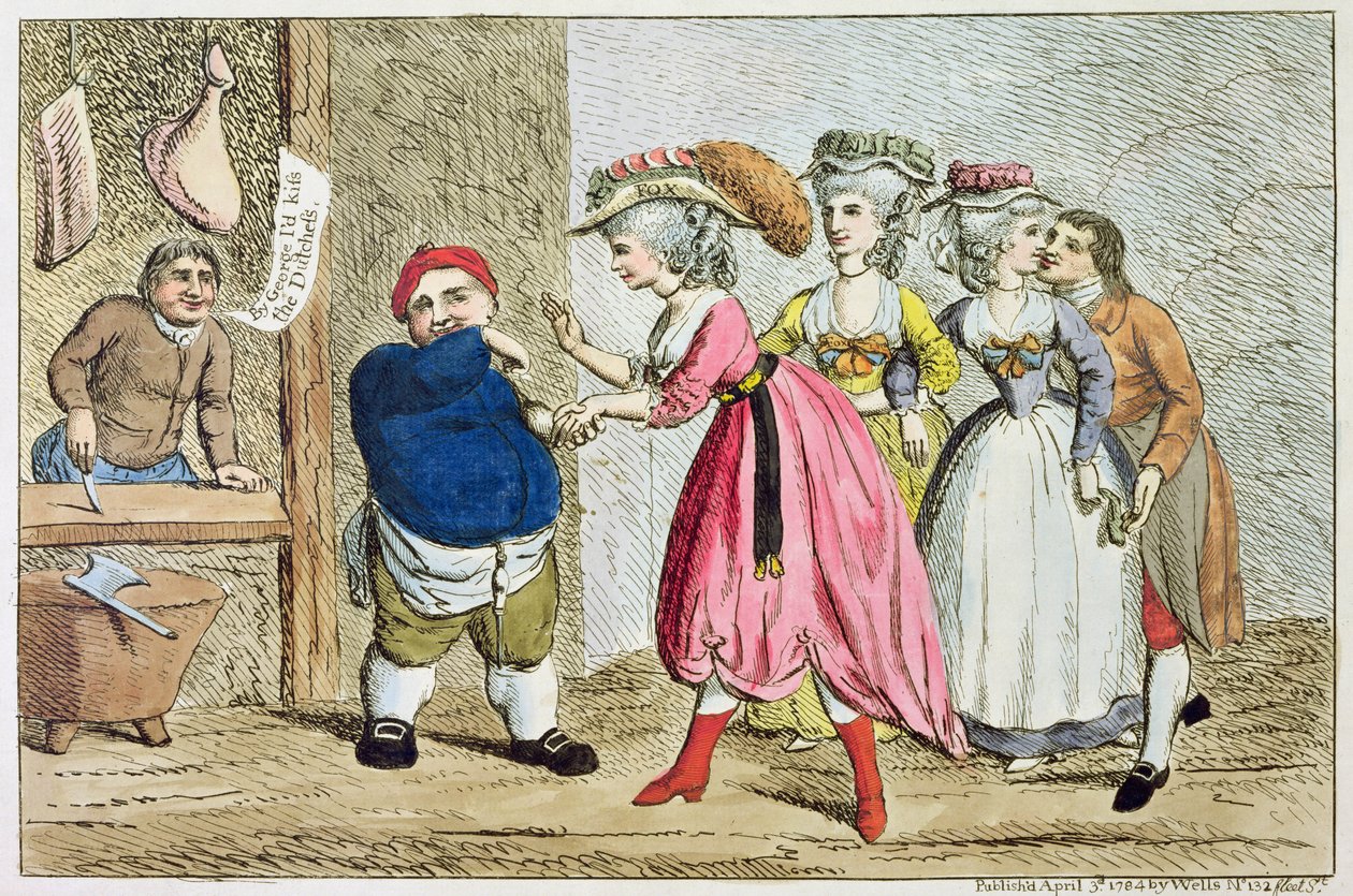 Influenza femminile, o la tela del Devonshire, 1784 da English School