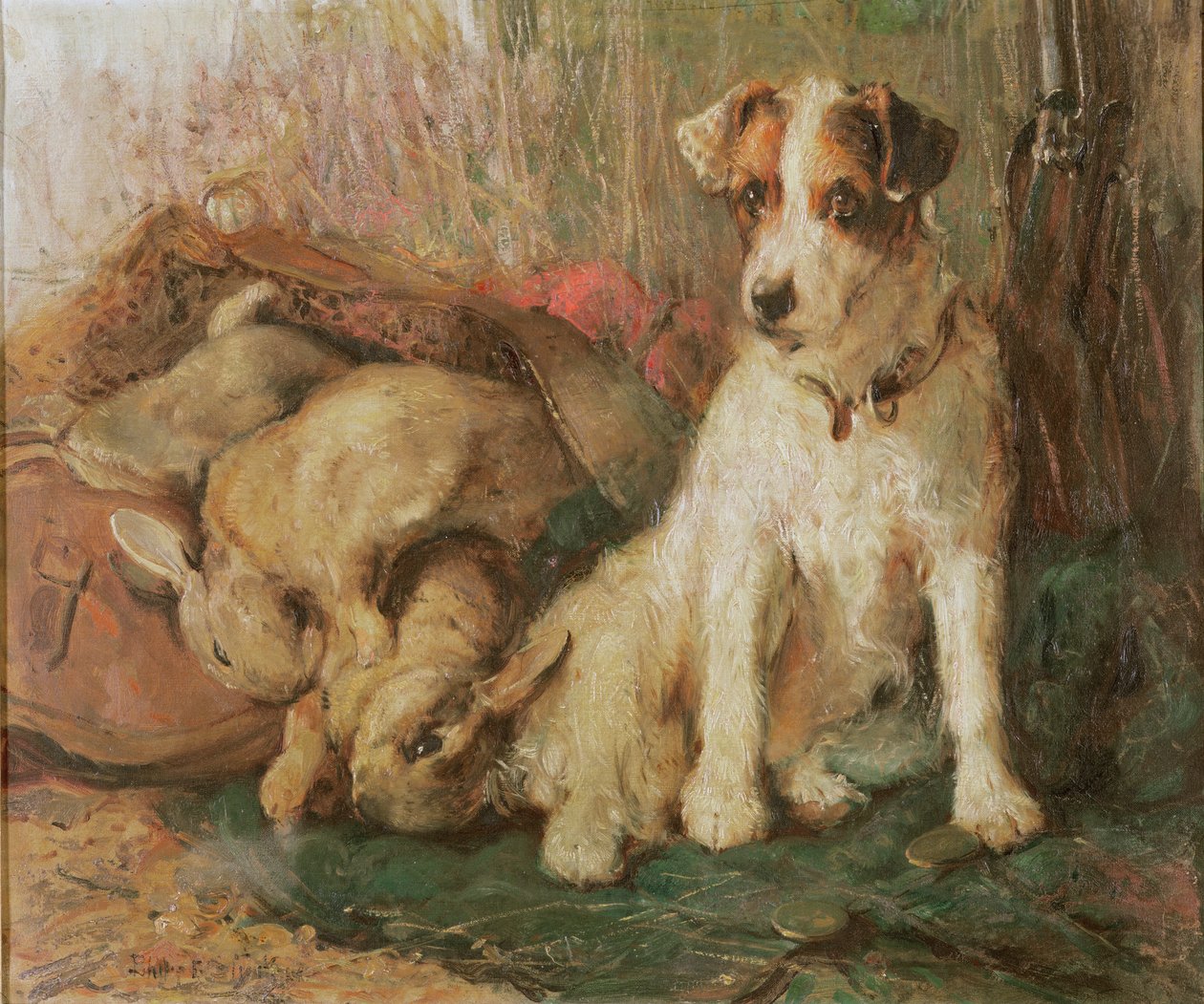 Fox Terrier con la preda del giorno da English School