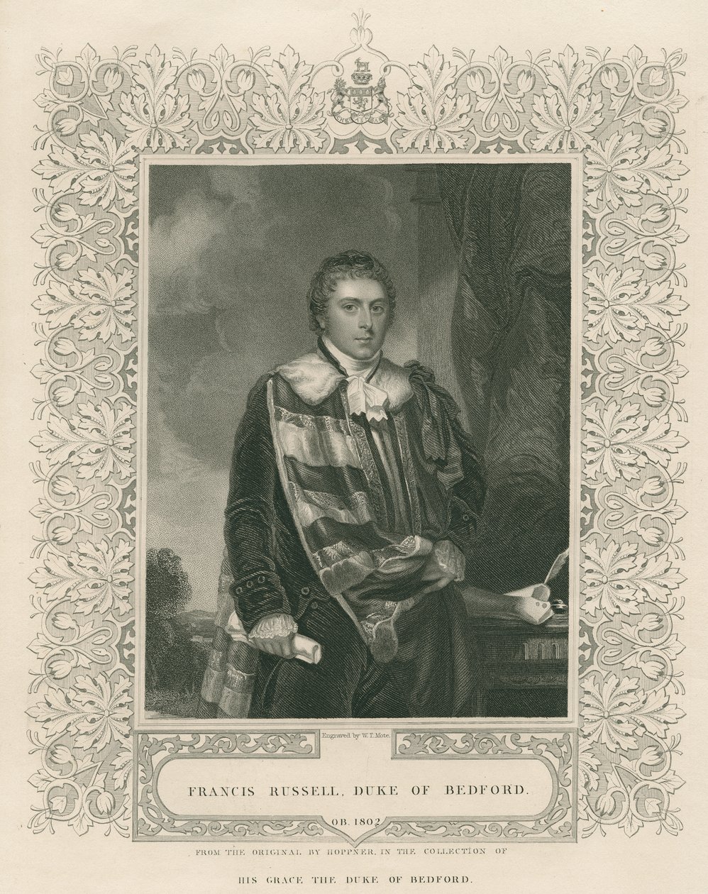 Francis Russell (1765-1802) 5° Duca di Bedford, inciso da W. T. Mote da English School