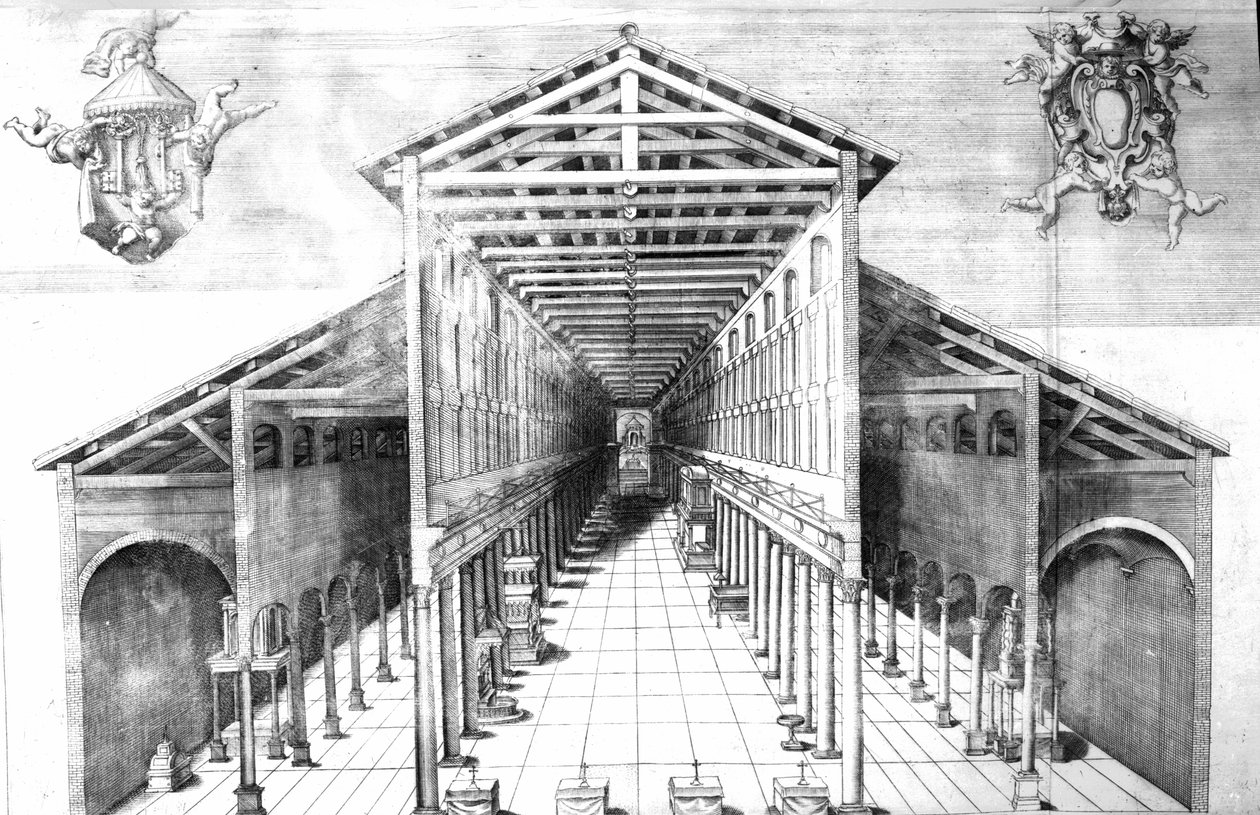Interno della vecchia Basilica di San Pietro, Roma da English School