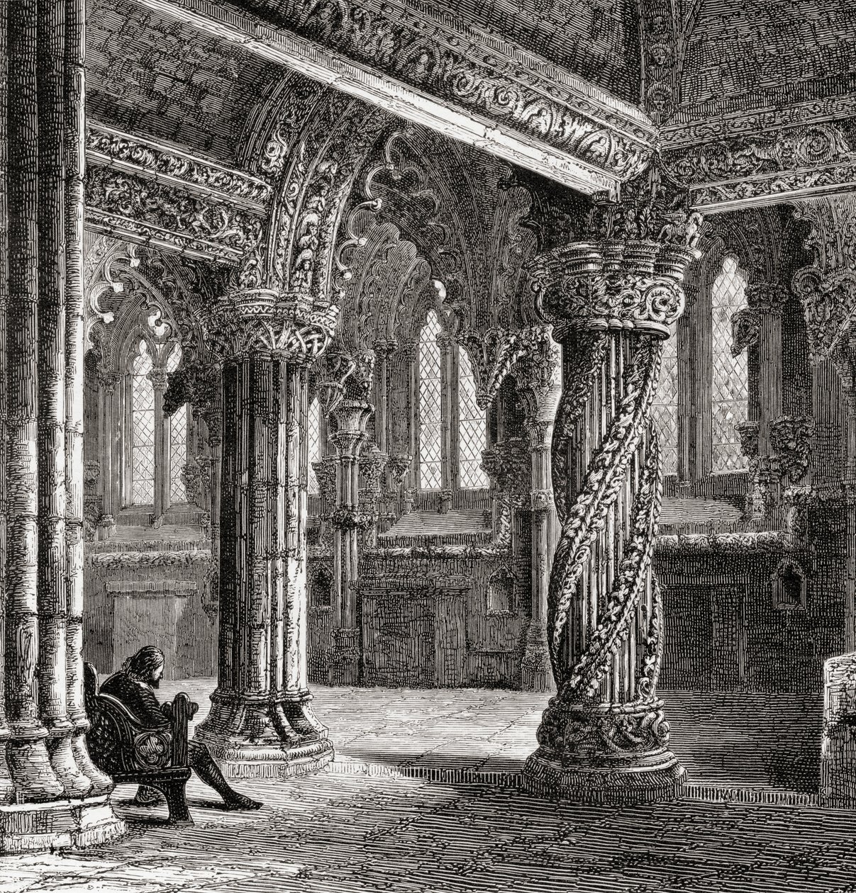 Interno della Cappella di Roslin, con la Colonna dell