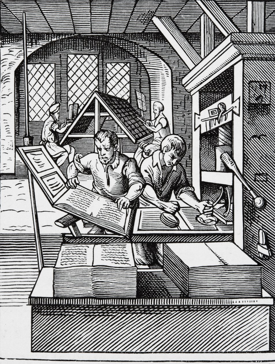 Interno di una tipografia del XVI secolo, da un