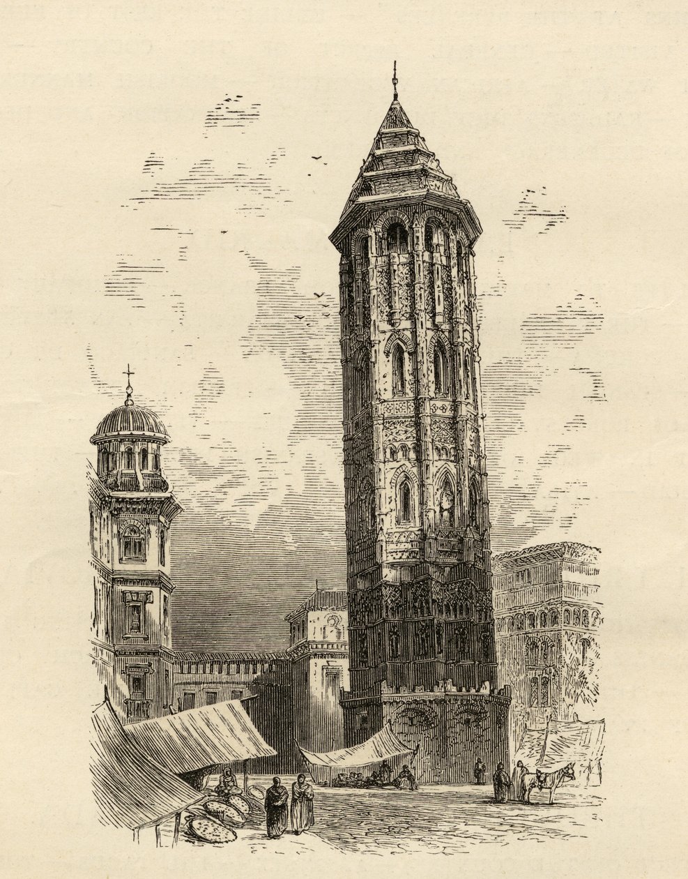 Torre pendente di Saragozza, illustrazione da 