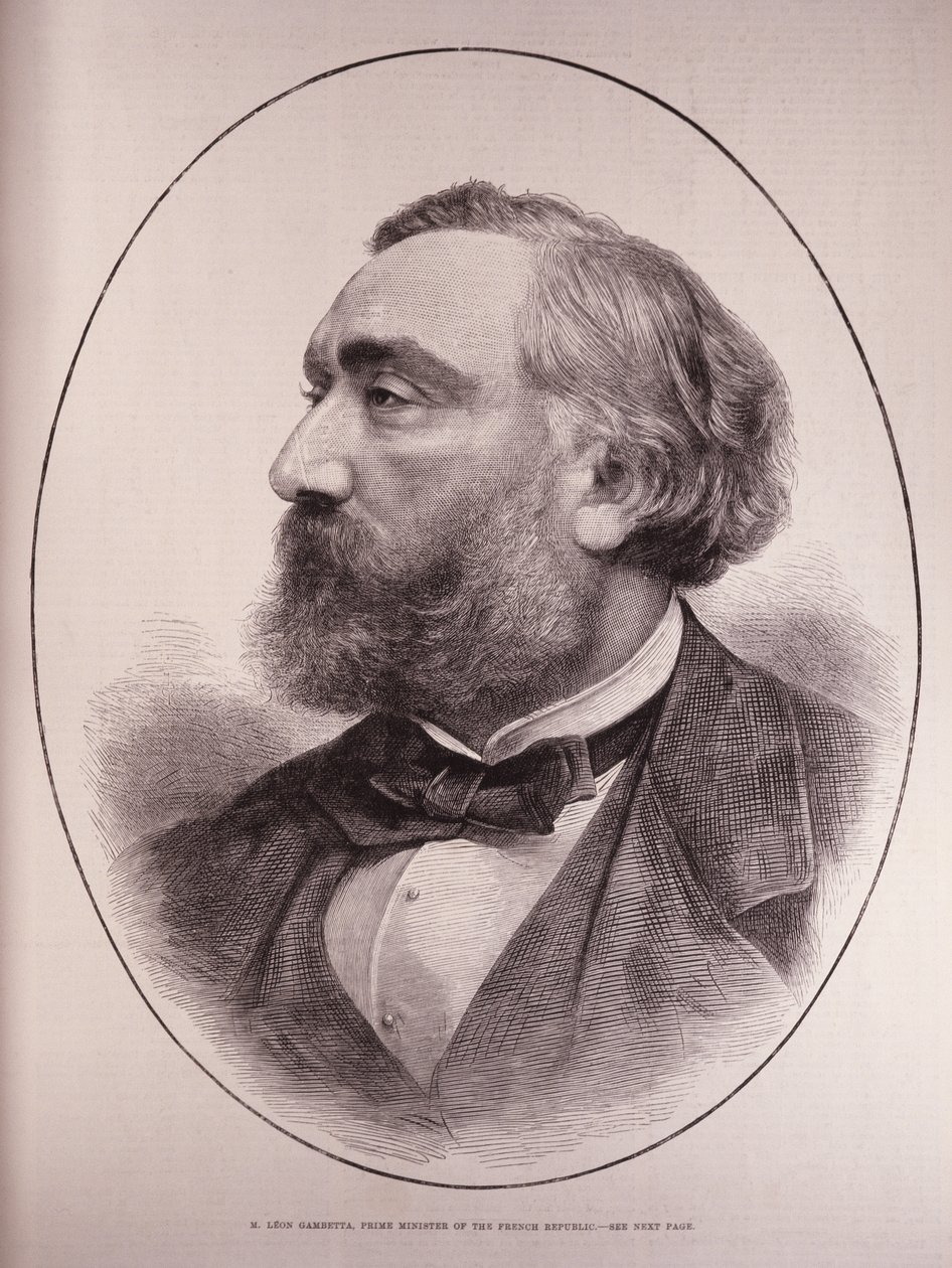 Léon Gambetta (1838-82), Primo Ministro della Repubblica Francese, da The Illustrated London News, 12 marzo 1881 da English School