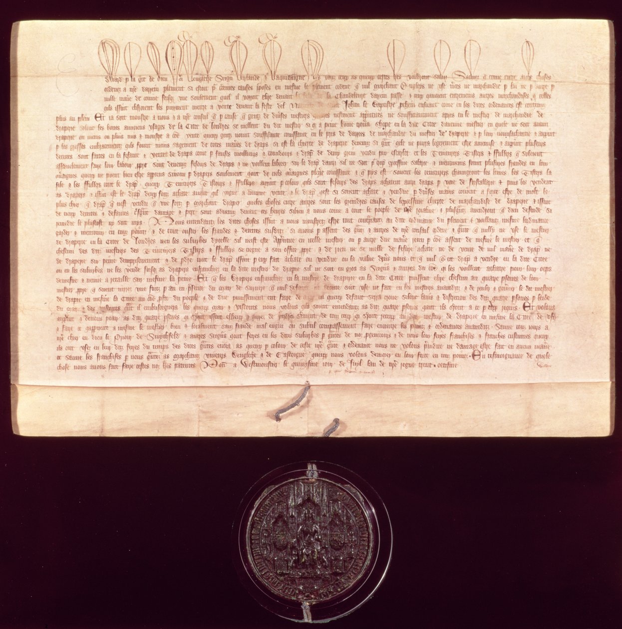 Lettere di brevetto concesse alla Venerabile Compagnia dei Drapers, 1438-9 da English School
