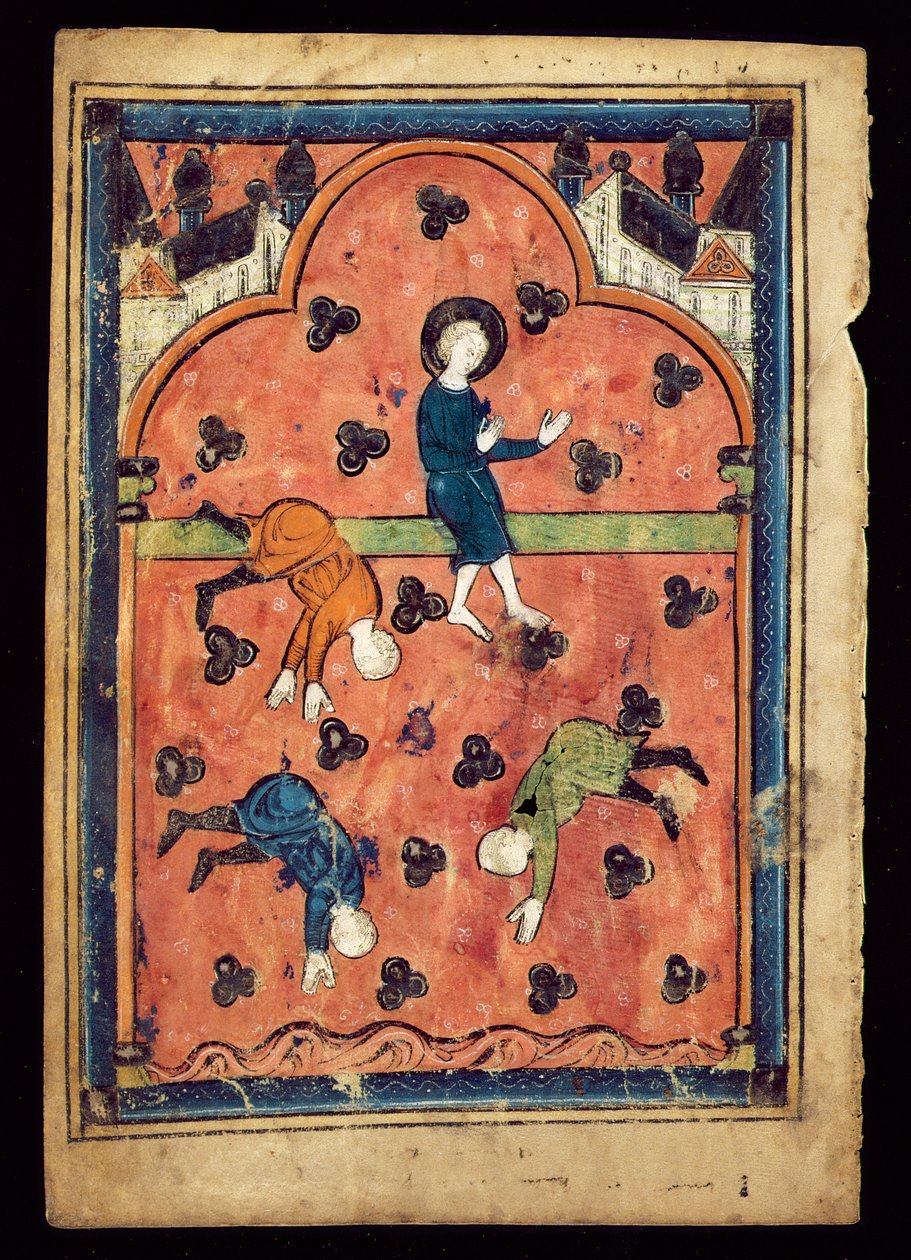 MS 1148-1993v Storia apocrifa di Gesù bambino che cavalca un raggio di sole, foglio da un salterio da English School