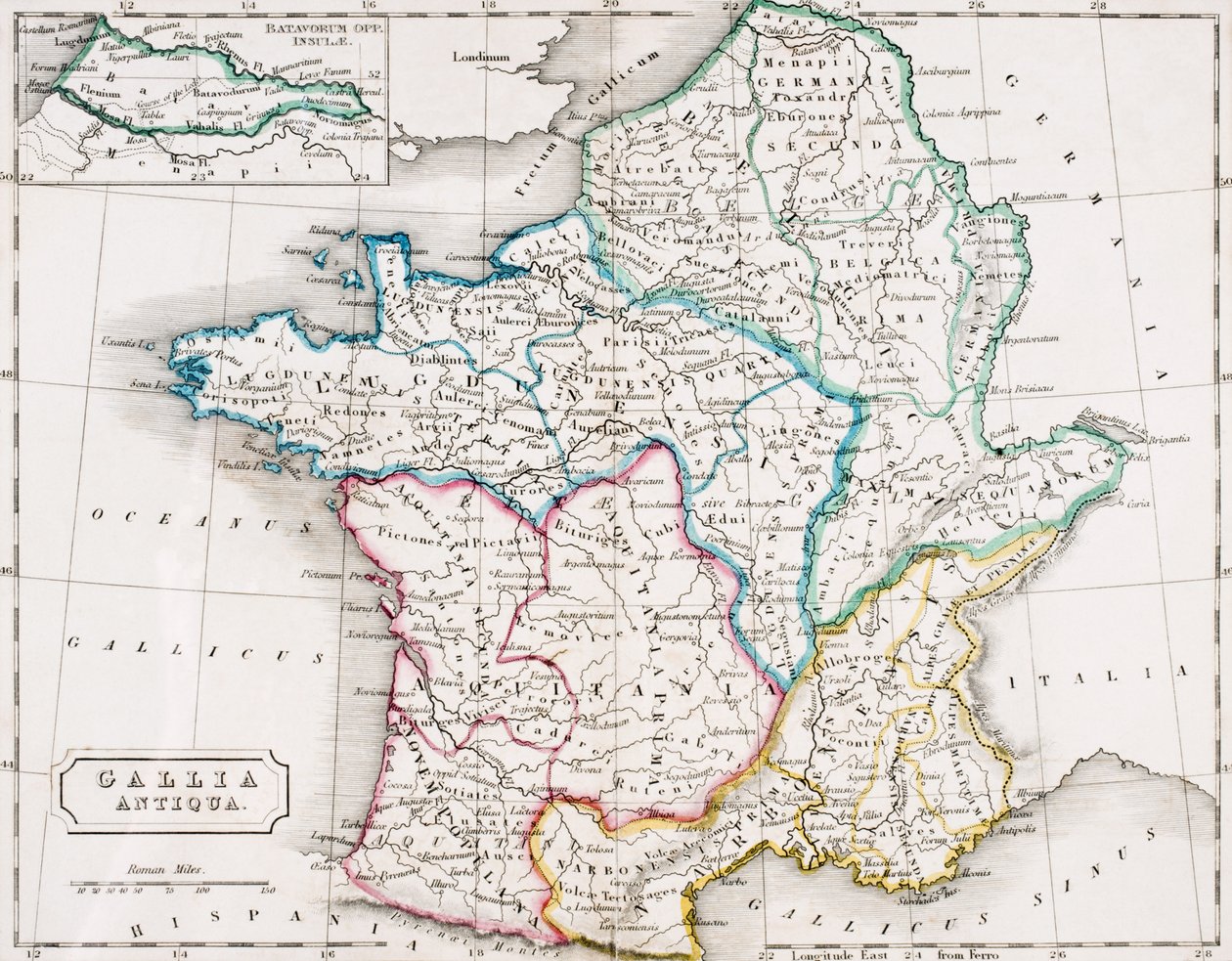 Mappa della Francia, Gallia Antica, da 