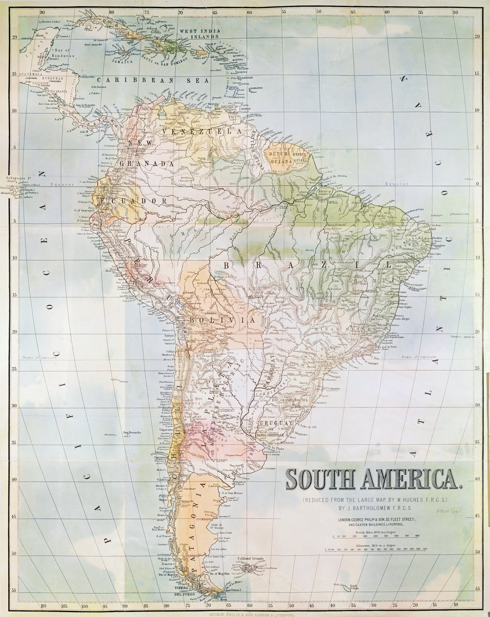 Mappa del Sud America da English School