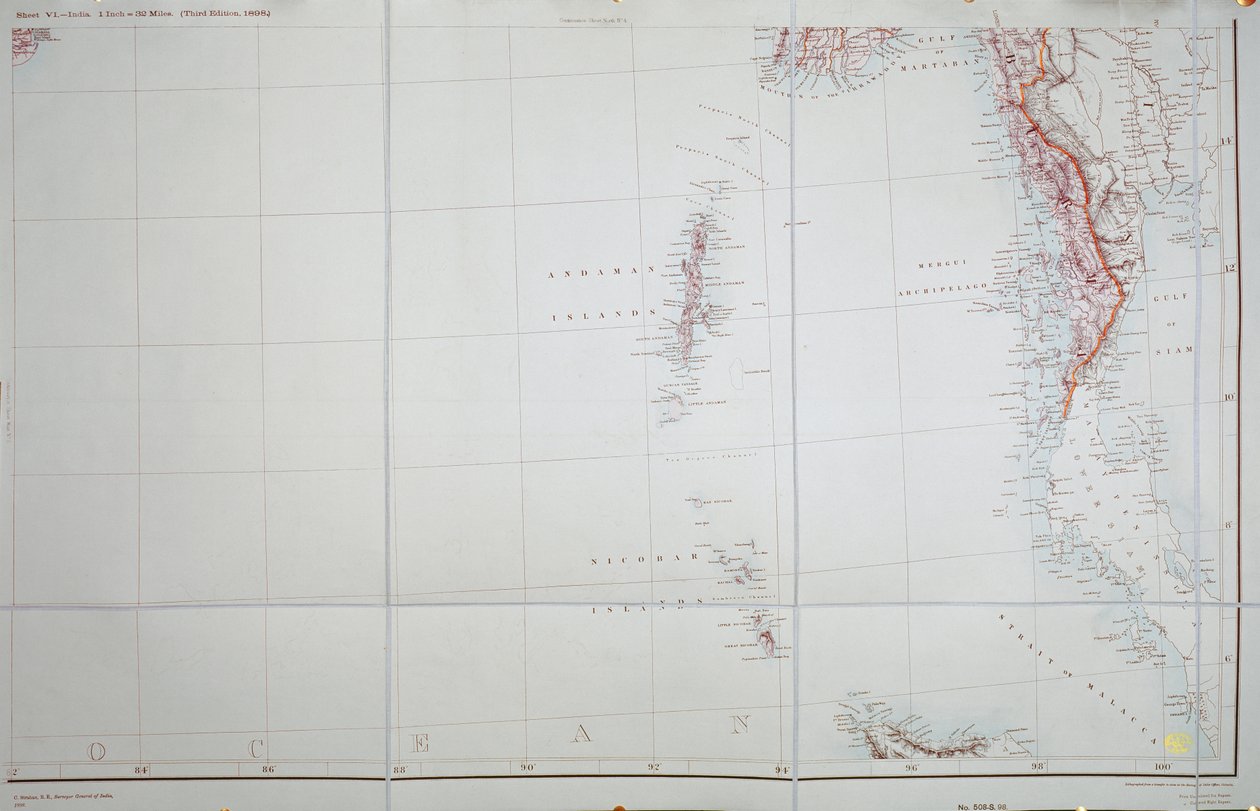 Mappa delle Isole Andamane e Nicobare, Baia del Bengala, 1898 da English School