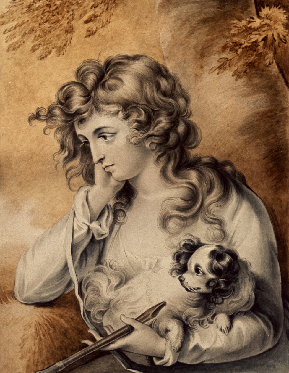 Maria, un personaggio del Viaggio Sentimentale di Lawrence Sterne, inciso da Peltro William Tomkins, 1808 da English School