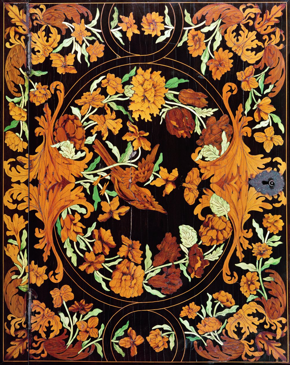 Scatola intarsiata, inglese, c.1670 (dettaglio) da English School