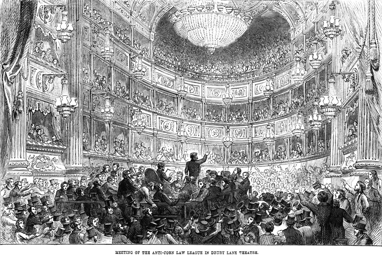 Riunione della Anti-Corn Law League al Drury Lane Theatre da English School