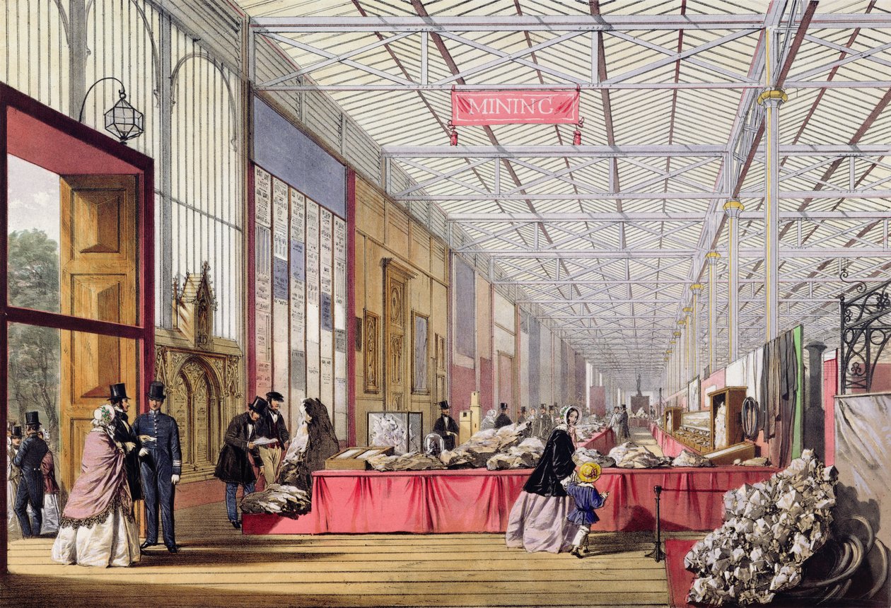 Minerali: Galleria che espone rocce e cristalli alla Grande Esposizione del 1851, da 