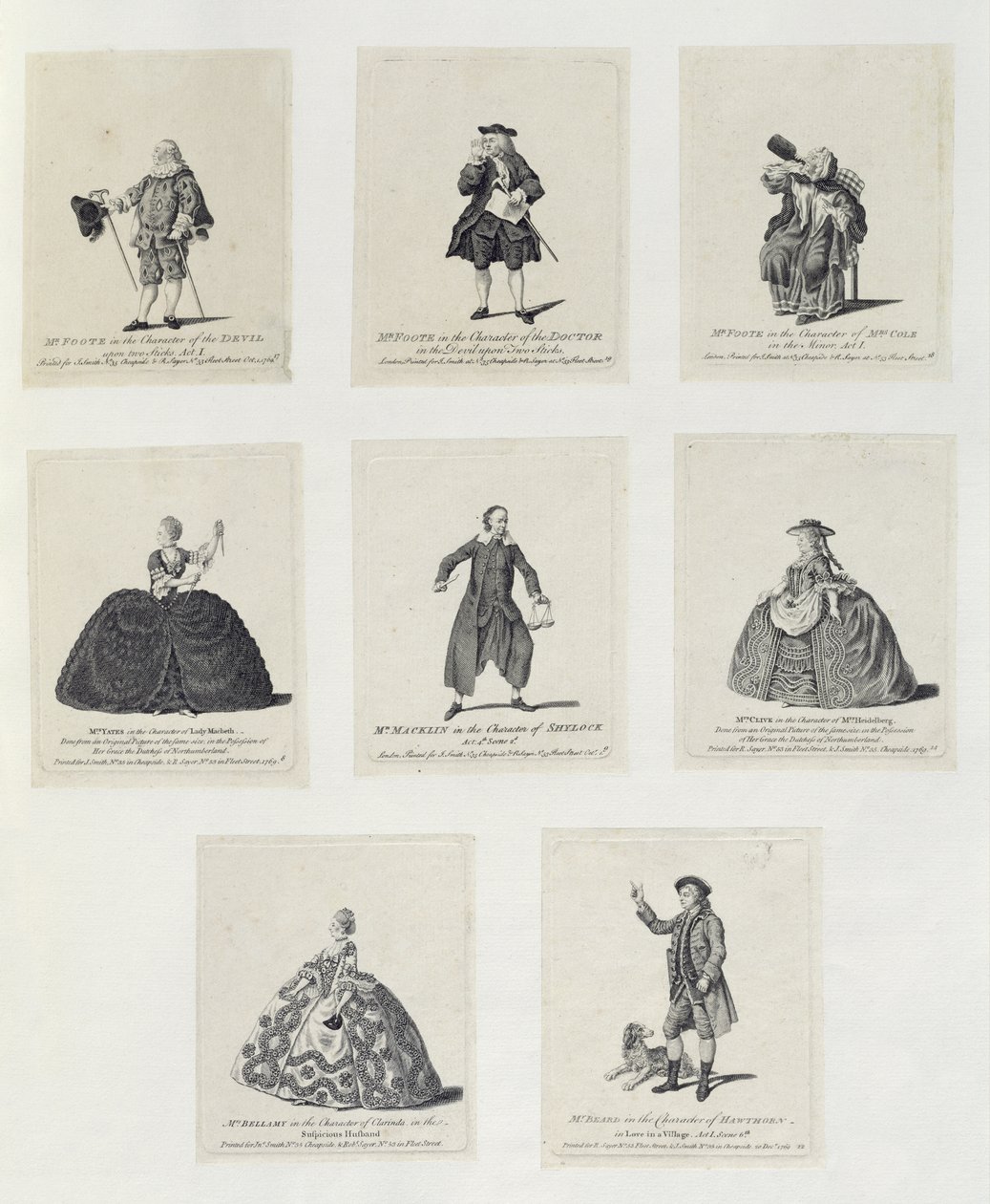 Mr Foote nel Ruolo del Diavolo in Il Diavolo su Due Bastoni (Atto I); Mr Foote nel Ruolo del Dottore in Il Diavolo su Due Bastoni; Mr Foote nel Ruolo di Mrs Cole in Il Minore da English School