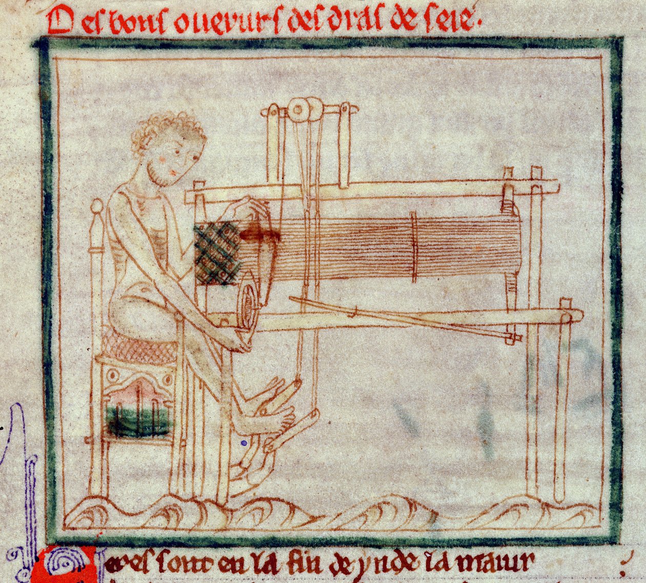 Telaio a pedale, da Romanzo di Alessandro, 1250 da English School