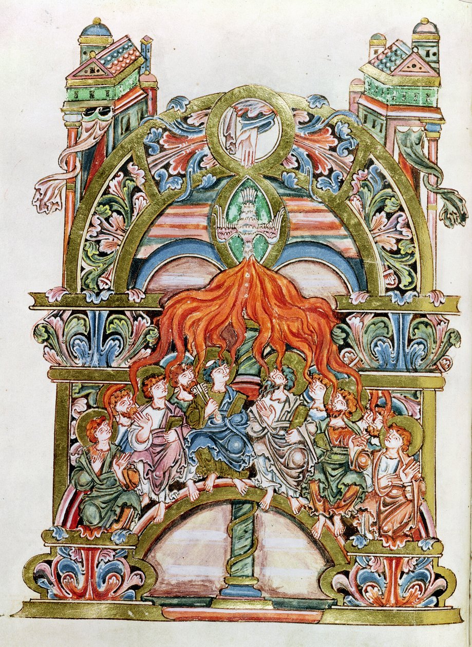 Ms 369 (Y-7) f.29v Pentecoste, dal Pontificale di Winchester, X-XI secolo da English School