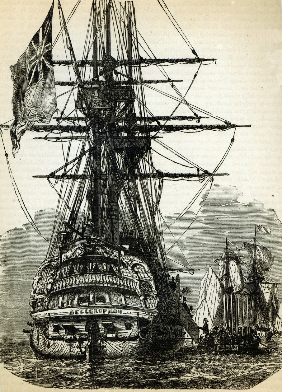 Napoleone si arrende al Capitano Maitland nel 1808 a bordo del Bellerophon da English School