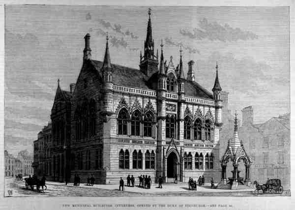 Nuovi edifici municipali, Inverness: inaugurati dal Duca di Edimburgo, da The Illustrated London News, 28 gennaio 1882 da English School