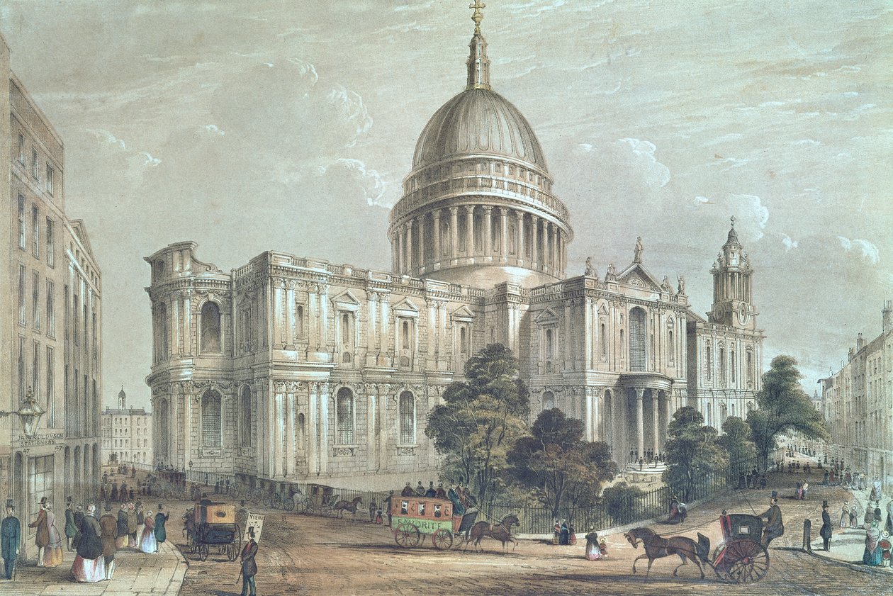 Vista nord-est della Cattedrale di San Paolo, c.1850 da English School
