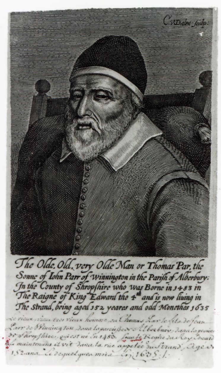 Vecchio Tom Parr, 1635 da English School