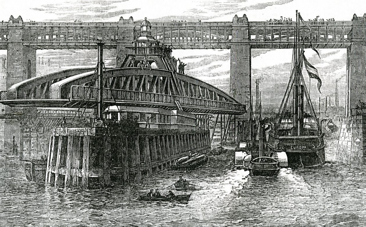 Inaugurazione del nuovo ponte girevole a Newcastle-upon-Tyne, 1876 da English School