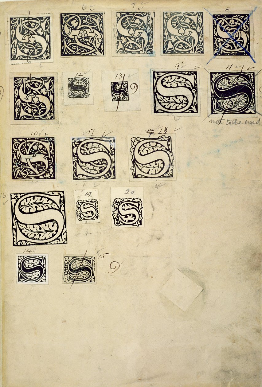 Pagina da un libro di campioni con lettere di prova, dalla Kelmscott Press da English School