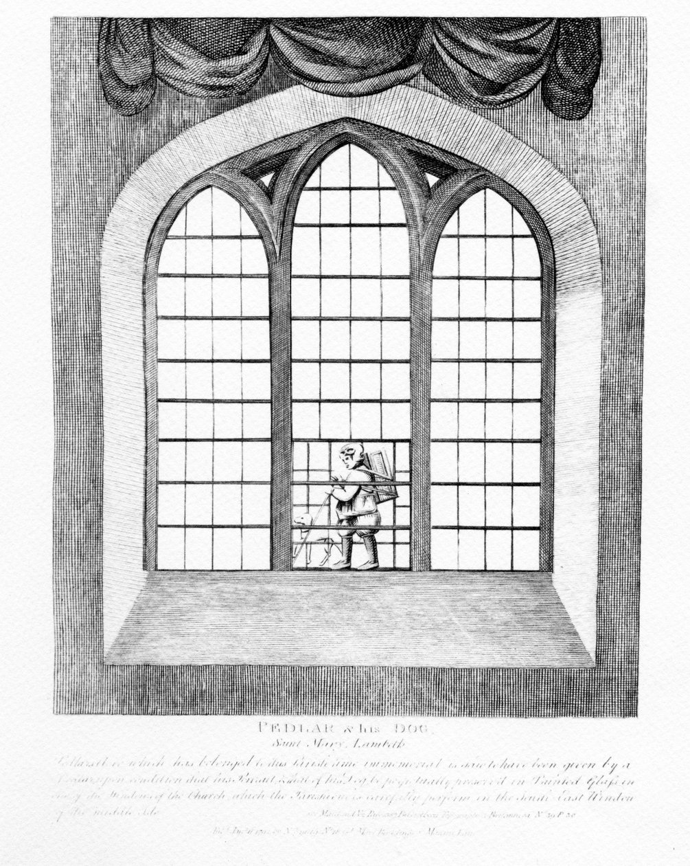 Venditore ambulante e il suo cane, Saint Mary Lambeth, 1791 da English School