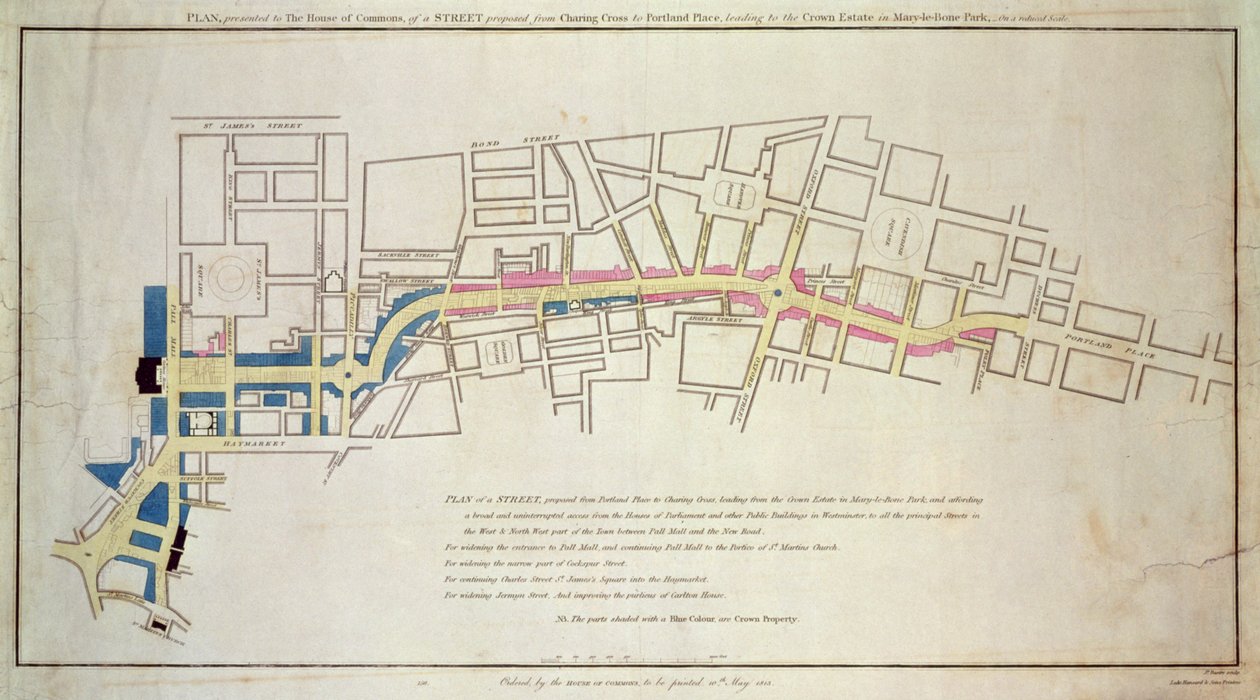 Piano della strada proposta da Charing Cross a Portland Place, 1848 da English School