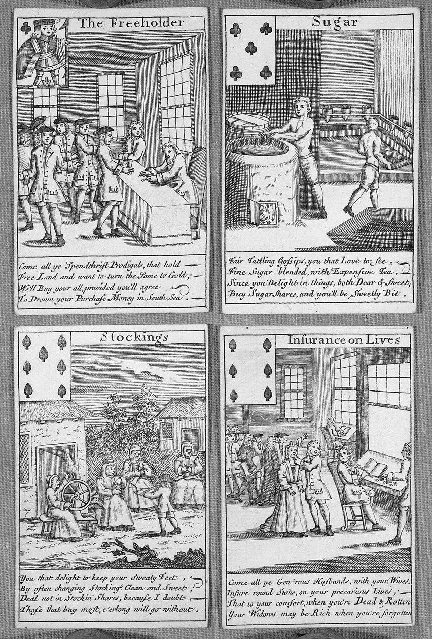 Carte da Gioco che raffigurano imprese commerciali attuali, c.1720 da English School