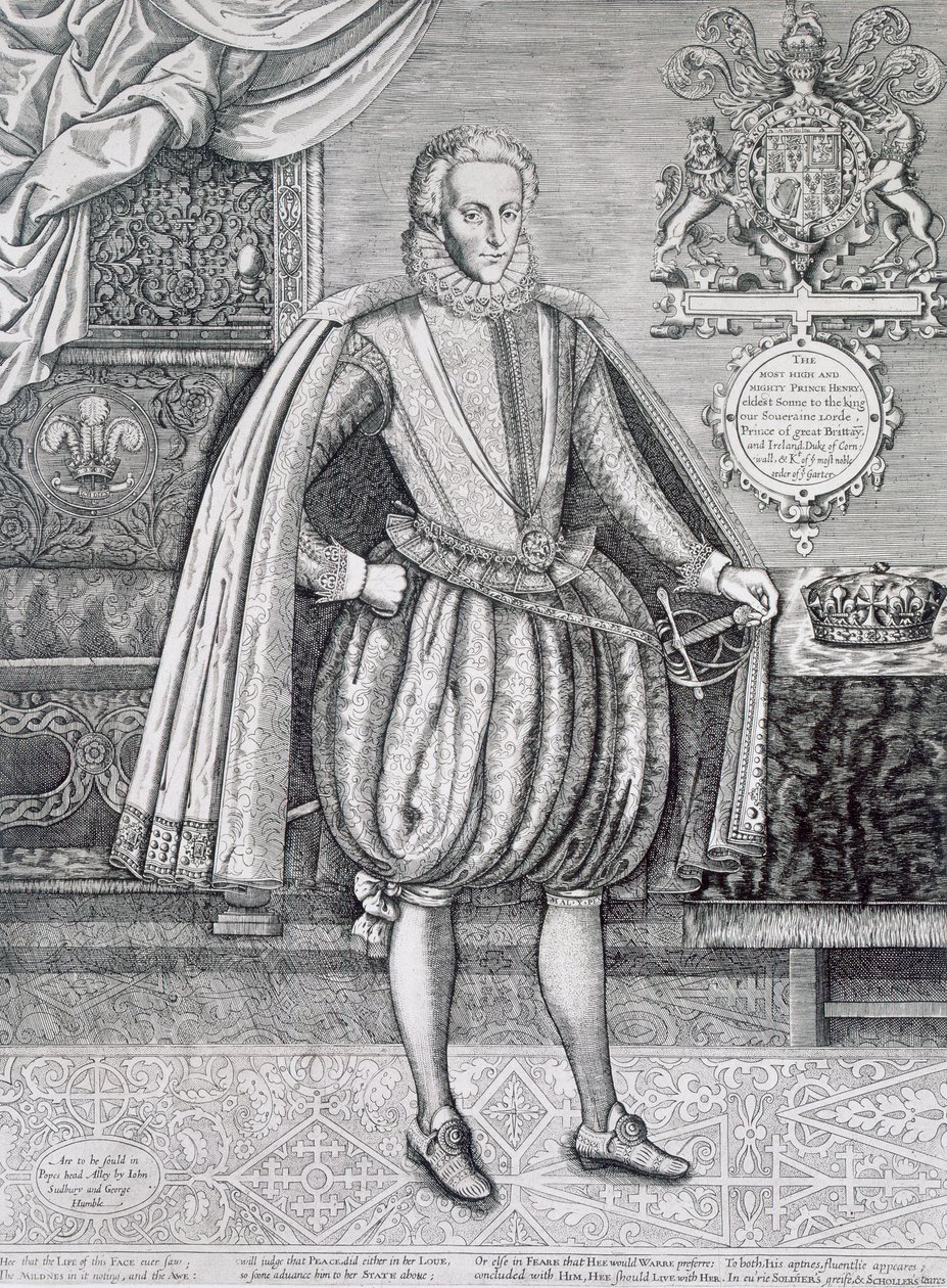 Ritratto di Enrico, Principe di Galles (1594-1612) dal Libro dei Re, inciso da Renold Elstrack (1571-c.1630) 1612 da English School