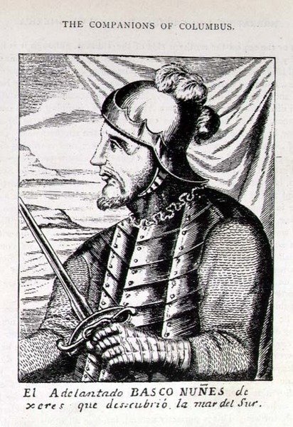 Ritratto di Pedro Nunes (1502-78) da Xeres, che scoprì il Mare del Sud, da The Narrative and Critical History of America, a cura di Justin Winsor, Londra, 1886 da English School