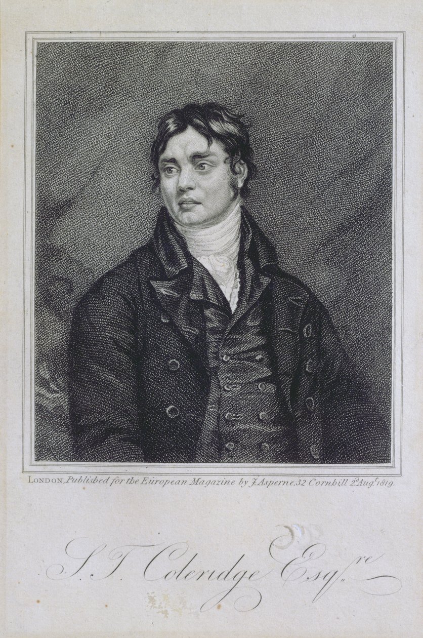 Ritratto di Samuel Taylor Coleridge (1772-1834), pubblicato nel 1819 da English School