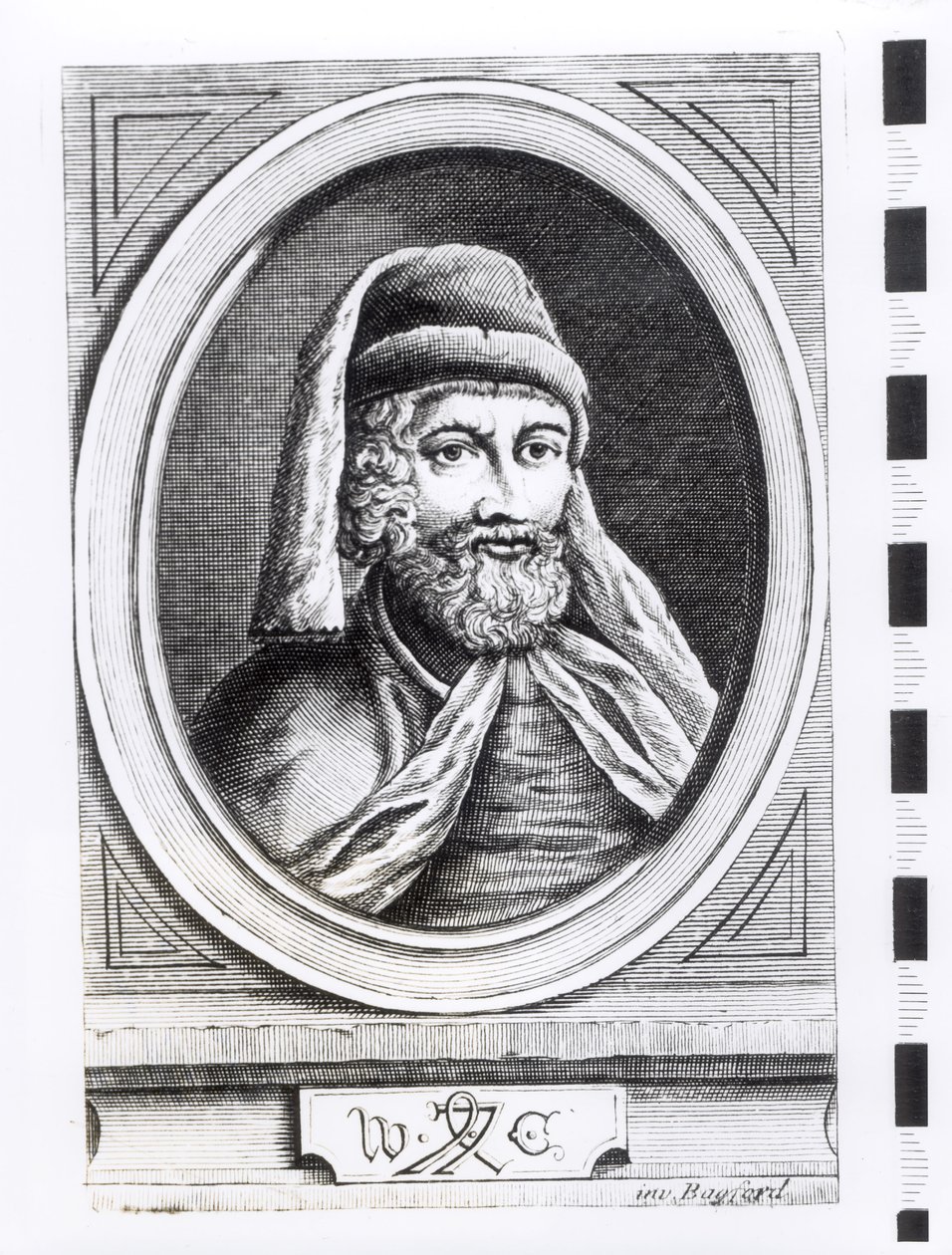 Ritratto di William Caxton (c.1422-91) e il suo marchio di stampatore da English School