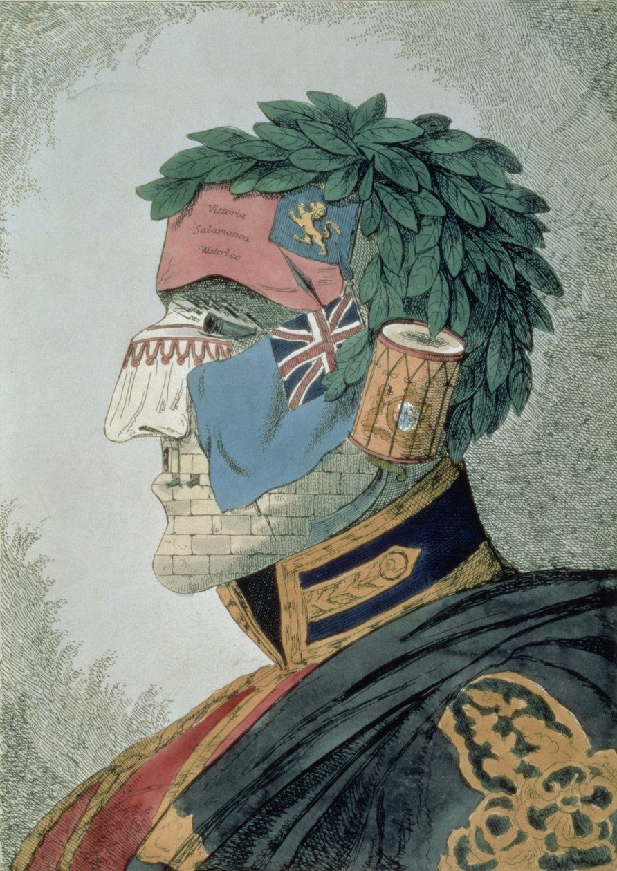 Ritratto di un nobile duca, cartone animato di Arthur Wellesley, duca di Wellington, pub. 1829 da English School