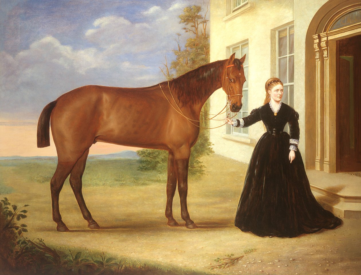 Ritratto di una signora con il suo cavallo, c.1840 da English School