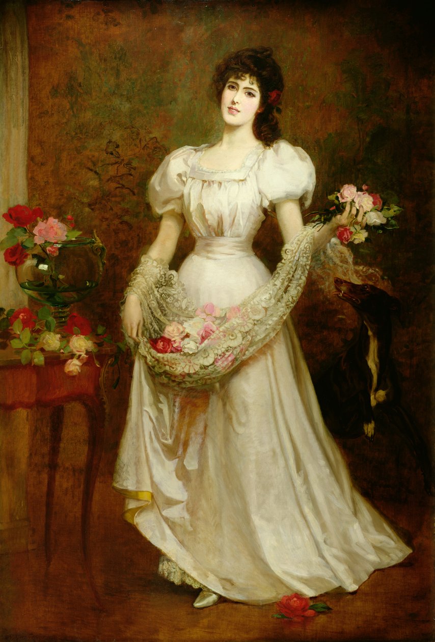 Ritratto di una donna con il suo levriero, c.1870 da English School