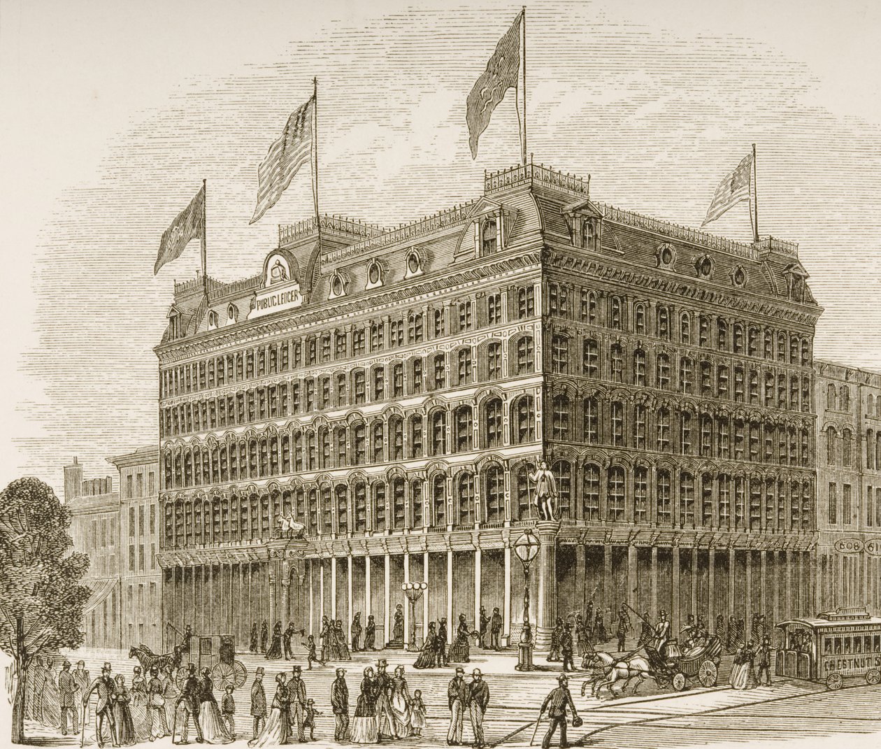 Edificio del Public Ledger, Filadelfia, c.1870, da 