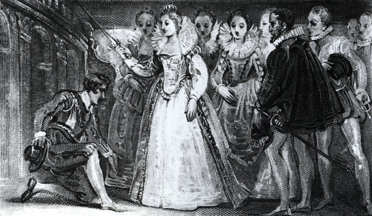 La Regina Elisabetta I (1530-1603) che Nomina Cavaliere Francis Drake (c.1540-96) nel 1581 da English School