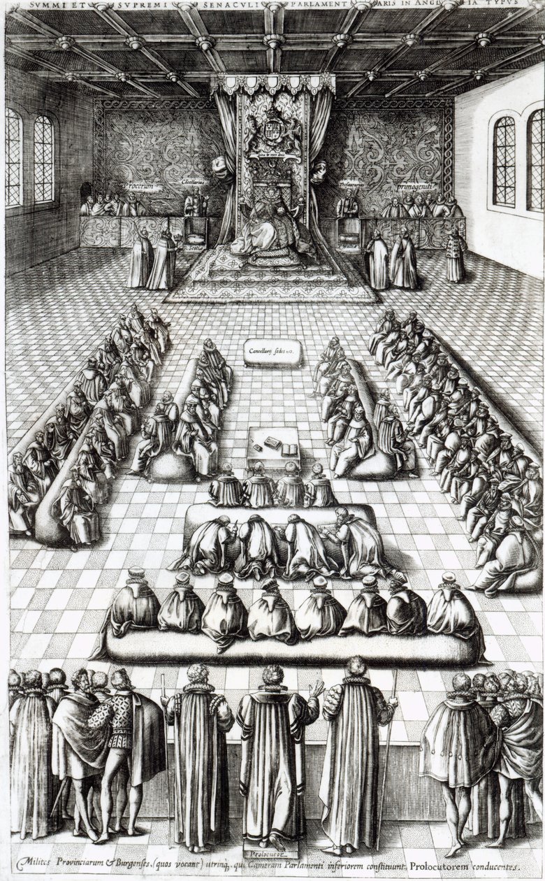 Regina Elisabetta I (1533-1603) in Parlamento da English School