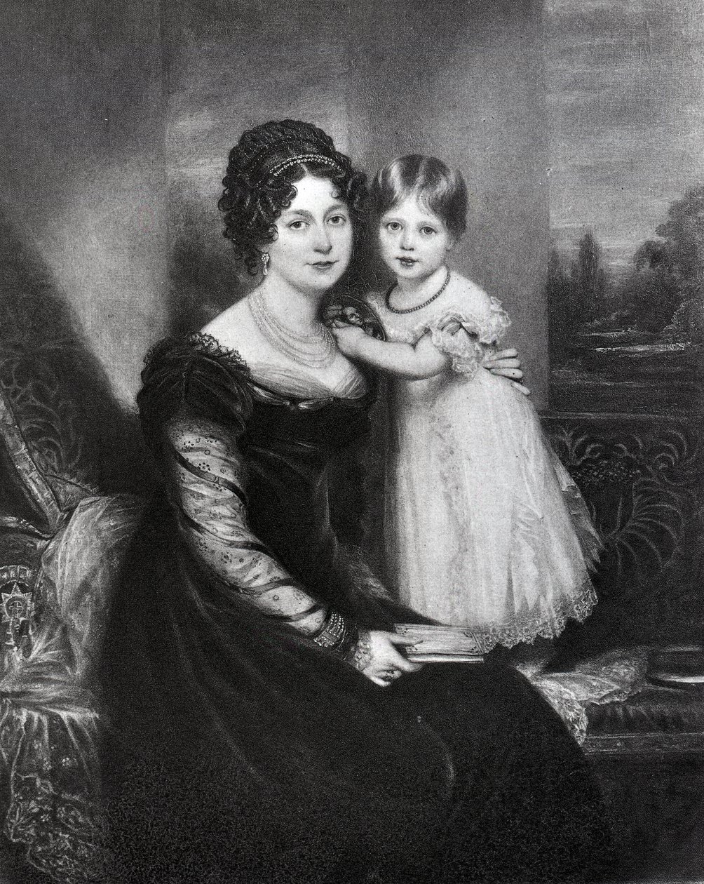 La regina Vittoria da bambina con sua madre la duchessa di Kent, c.1822 da English School