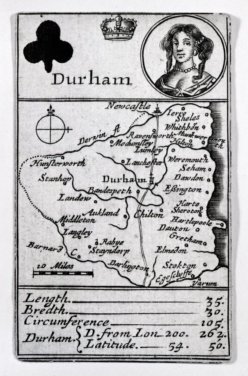 Regina di Fiori e mappa di Durham, c.1675 da English School