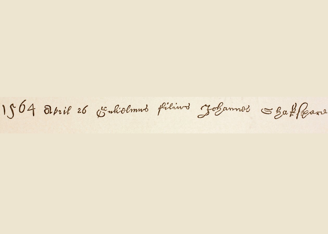 Registro di battesimo di William Shakespeare, 1886 da English School