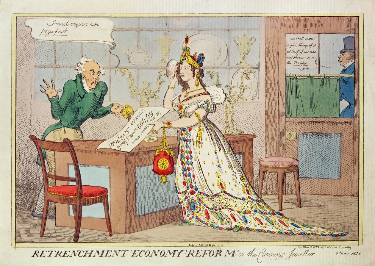 Riforma economica di riduzione, o il gioielliere astuto, 1822 da English School