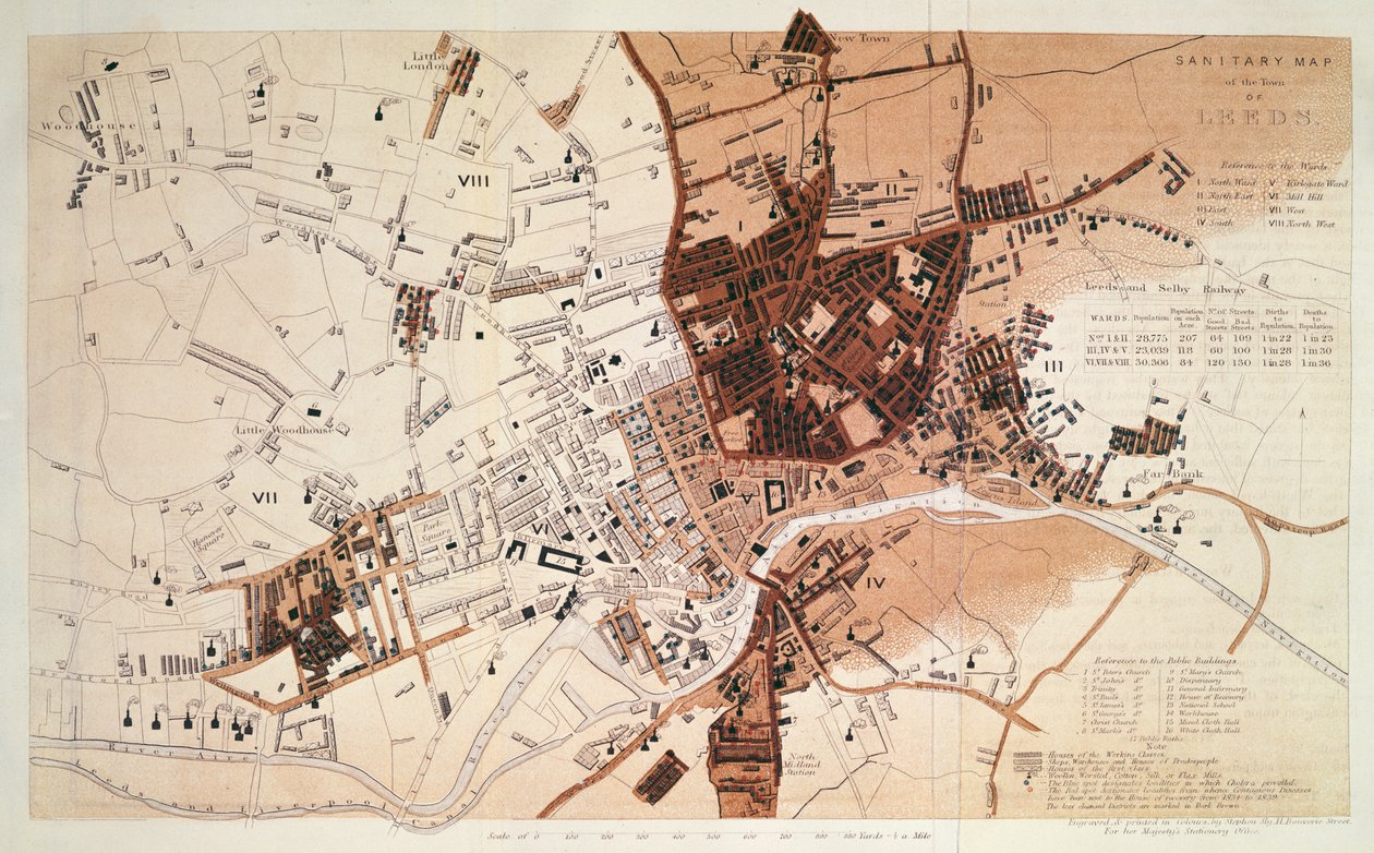 Mappa sanitaria della città di Leeds, di Stephen Sly per l