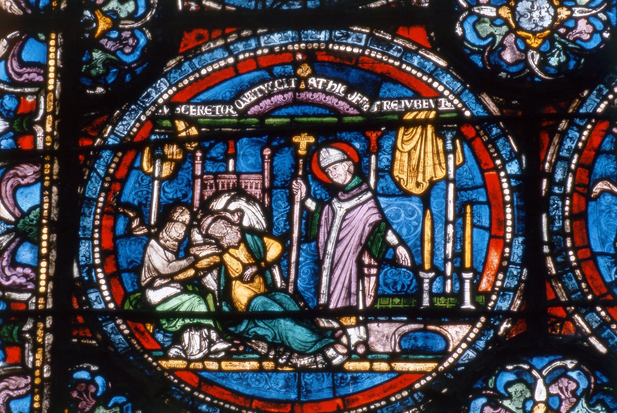 Scena dalla vita di San Tommaso Becket, finestre della Cappella della Trinità, c.1220 da English School
