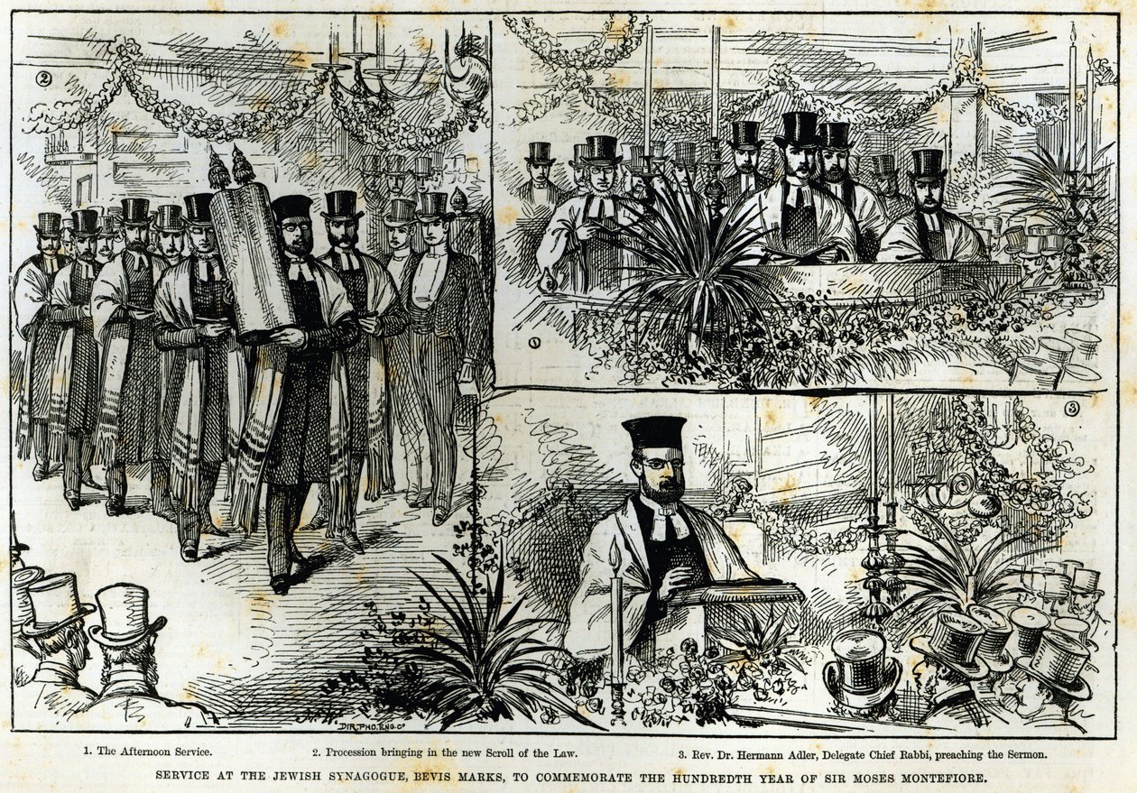 Servizio alla Sinagoga Ebraica, Bevis Marks, per commemorare il centesimo anno di Sir Moses Montefiore, da 